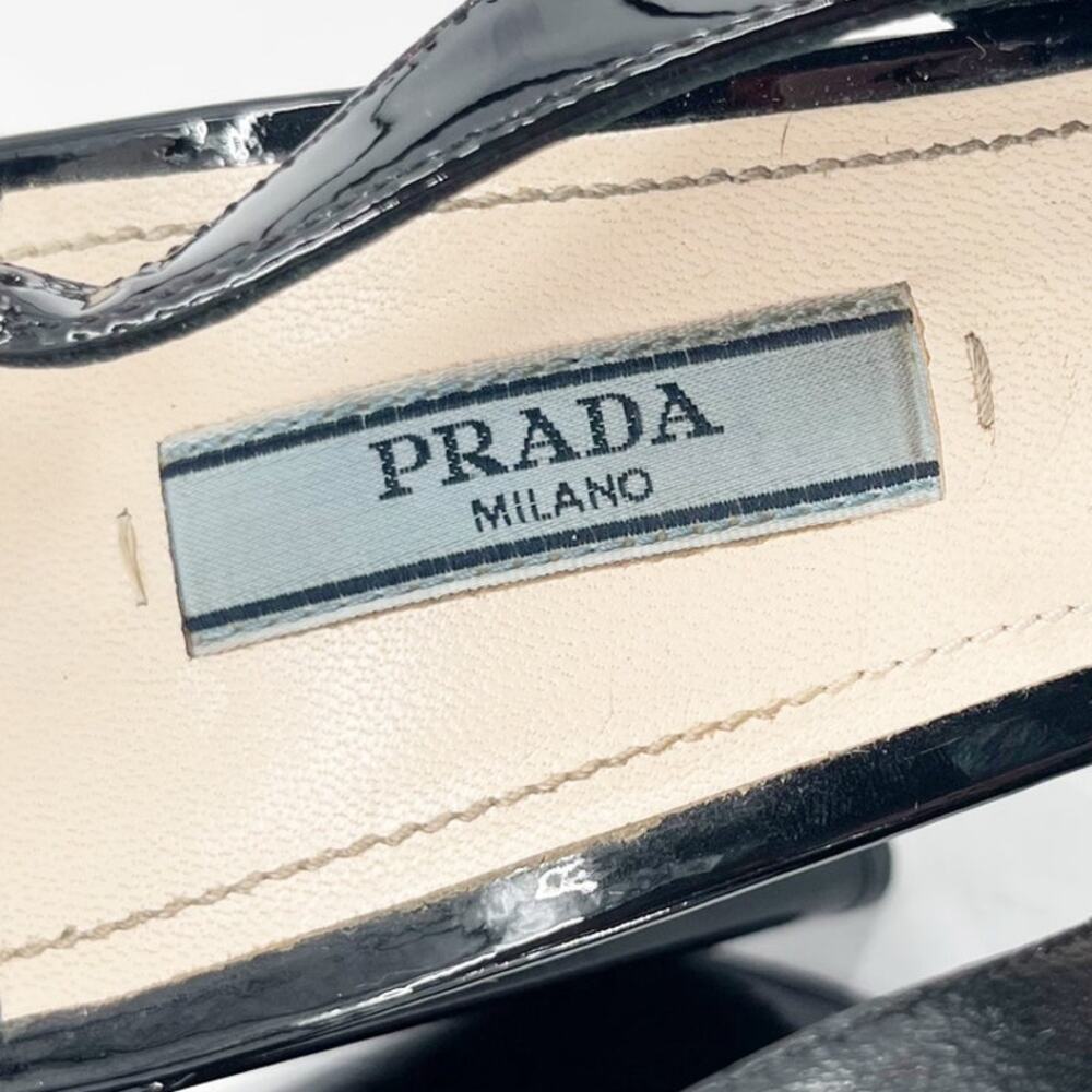 Prada Black Patent Leather Pointed Toe Mary Jane Strap Slingback Heel IT 40 - Picture 9 of 13